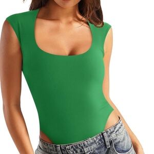 Buttery Soft Green Bodysuit | Scoop Neck | Sleeveless | M Unworn/Like New
